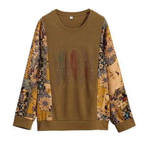 
Pure cotton long-sleeved T-shirt women's 2026 spring and autumn new middle-aged mother's tops large size fat mm women's bottoming shirt