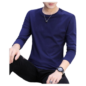 
Men's long-sleeved T-shirts, men's cotton tops, solid color bottoming shirts, spring velvet trendy inner wear, autumn clothes