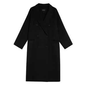 Pusumede black 100%wool double -sided woolen woolen women's autumn and winter high -level sense medium long temperament woolen jacket
