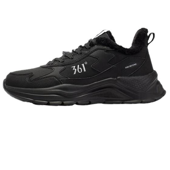 
361 men's shoes, sports shoes, men's 2026 winter new style plus velvet dad shoes, warm casual running shoes, black cotton shoes