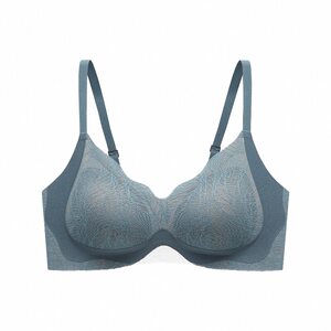 
[Same style of Song Jia - Blue Wind Chime] Evis's rimless gathering underwear, small breasts, and large lace bra set.