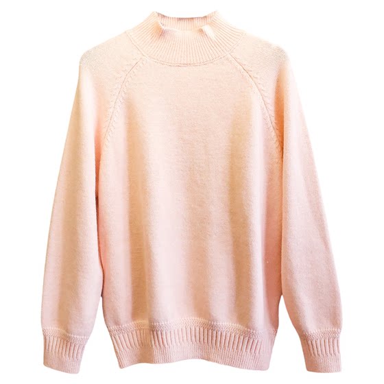 
Simple solid color basic half turtleneck raglan sleeve pullover sweater 25 winter new long-sleeved women's sweater N024