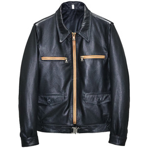 
The top layer of soft cowhide leather genuine leather jacket men's slim short lapel casual German flight suit leather jacket blow