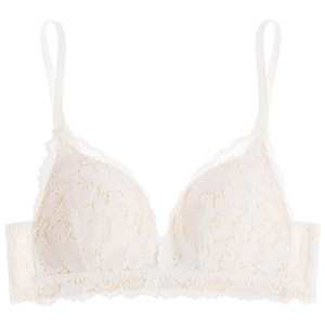 
Miss Curious Lace Underwear Women's Push Up Small Breasts Show Bigger Wireless Sexy Bra Set Thin Anti-Sagging White