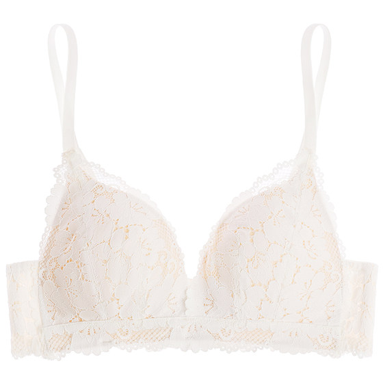 
Miss Curious Lace Underwear Women's Push Up Small Breasts Show Bigger Wireless Sexy Bra Set Thin Anti-Sagging White