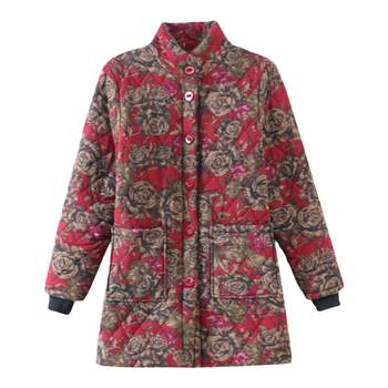 
Middle-aged and elderly women's mid-length winter fleece cotton jacket