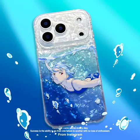 Fashionable 3D Liquid Water Effect Anime Character Transparent Phone Case – Pro/Plus/Max/Air – iPhone 17, iPhone 16, iPhone 15, iPhone 14, iPhone 13, iPhone 12