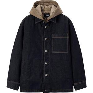 Semir cotton clothing men's winter water-repellent thin one-piece three-wear two-piece oversize denim jacket retro trendy