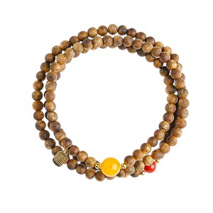 
Putuo Mountain South Red Beeswax Agarwood Bracelet Double Circle Wooden Bracelet New Chinese Style 520 Men and Women Friends Style Gift