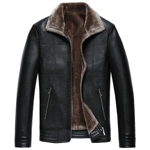 
Luzhu autumn and winter middle-aged and elderly men's velvet leather jacket dad's winter clothing thickened warm leather jacket men's middle-aged jacket