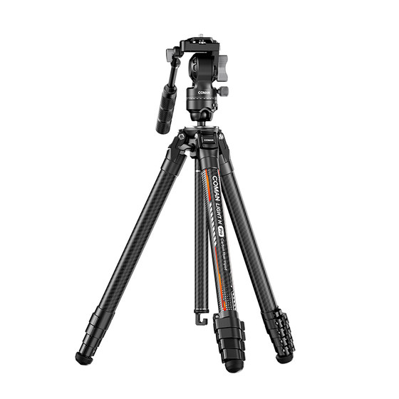 [Lightweight carbon fiber] Keman Light ultra-light full carbon fiber professional camera tripod SLR bracket portable photography and video hydraulic ball integrated double gimbal tripod tripod travel photography