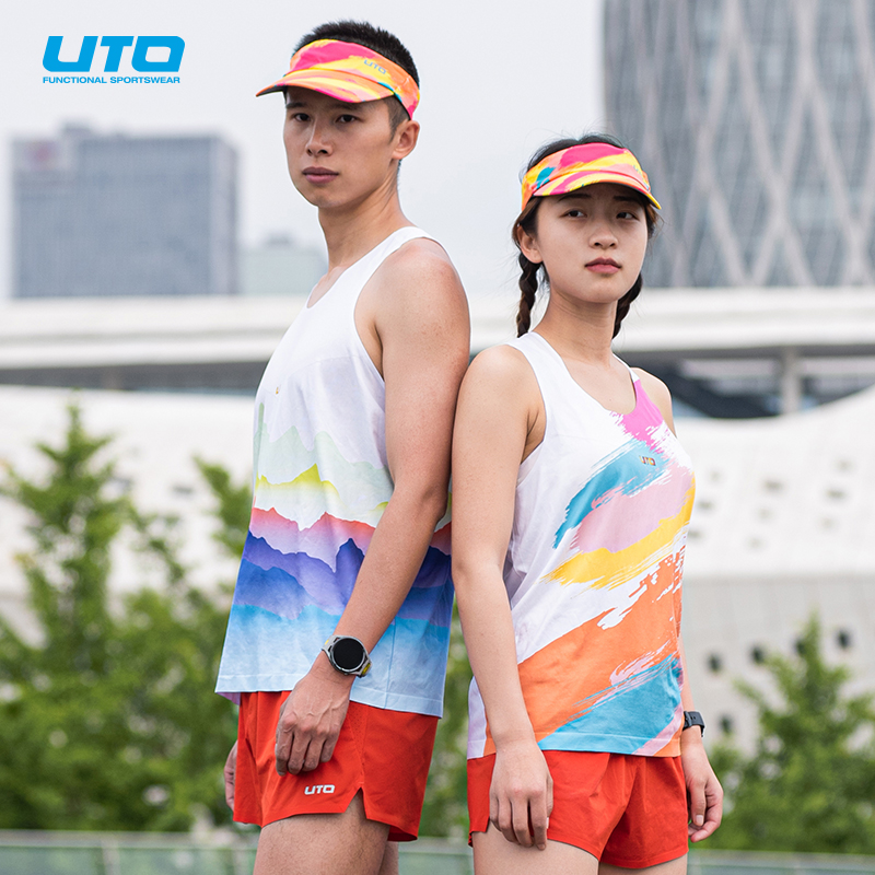 UTO悠途跑步背心男运动T恤女马拉松比赛快干运动短袖支持定制logo