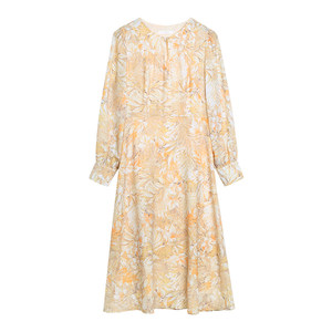 
Solighter French retro lantern sleeve dress 2025 spring and summer new gentle temperament high waist midi skirt