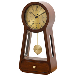 Modern Classic American Silent Table Clock New Chinese Style Living Room Simple Solid Wood Swing Clock European Style Creative Ornamental Table Clock
