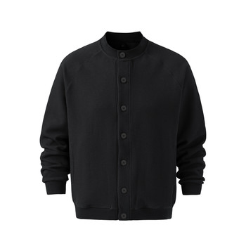 American retro heavyweight jacket men's autumn and winter loose casual 2025 new velvet thickened coat sweatshirt black