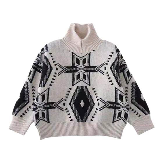 
Children's pullover boys sweater 2025 warm lapel baby autumn and winter knitted plus velvet thickened medium and large children's knitted sweater