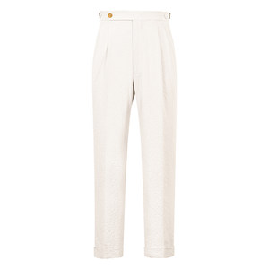 
[Zero weight and machine washable] CULTUM Italian seersucker, no ironing, lightweight spring and summer double pleated casual trousers for men