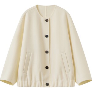 
Gray loose round neck short woolen coat for women winter elegant and atmospheric top DDS4AD5129