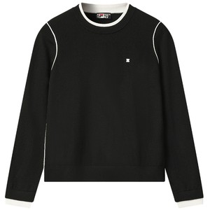 
FILA official knitted sweater top for women's new winter fashion casual basic fake two-piece pullover sweater