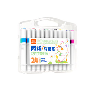 
True color acrylic marker pen triangular pole stackable color opaque primary school students washable boxed watercolor pen color graffiti brush kindergarten children's art painting set special pen waterproof