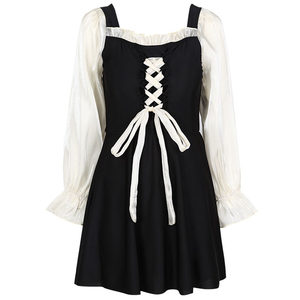 300*0.5kg Fat Yingying Large Size Swimsuit Contrast Color Bandage Sweatiness Slim and Conservative Skirt Swimsuit