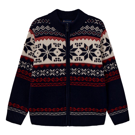 
POLOWALK Children's Clothing Boys' Sweater 2025 Autumn and Winter New Stand Collar Sweater Contrast Color Jacquard Versatile Sweater