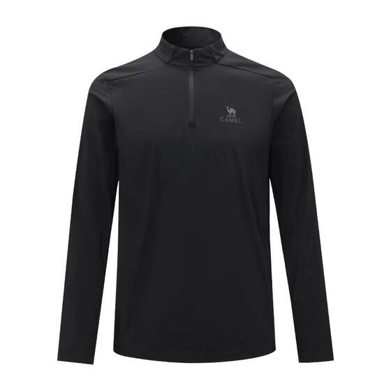 
Camel outdoor casual clothing for men 2026 spring quick-drying T-shirt men's stand-up collar long-sleeved top cool original yarn sun protection clothing