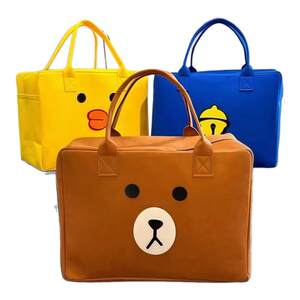 Cartoon bag, travel bag, storage handbag, large capacity children's luggage bag, luggage suitcase, woolen felt bag, lightweight