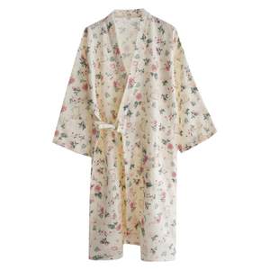 Cherry Blossom Rabbit Japanese Crepe Cloth Nightgown and Sweat Steaming Bathrobe for Women in Spring and Summer Pure Cotton Gauze Thin Home Cloth Pajamas
