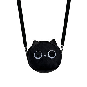 
HAPPY original cute plush black cat crossbody bag portable student portable versatile headphones and debris storage bag