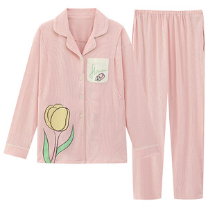 Pure cotton confinement service spring and autumn breastfeeding pregnant women pajamas in summer thin sweat absorption and breathable after delivery
