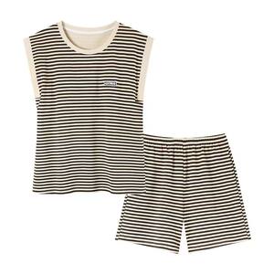 
Vested ladies with chest pad pajamas summer sleeveless vest set integrated style for outside wear-free bra home clothing