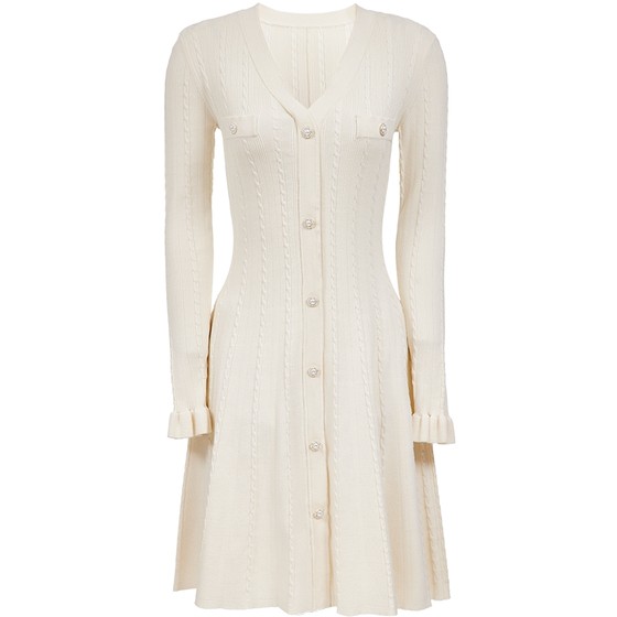 
Vero Moda dress 2025 autumn new slim fit A-line ruffled knitted skirt romantic and fashionable