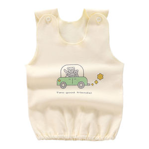 
Baby pure cotton newborn vest belly protection shoulder button for boys and girls wearing vests without marks in the spring and autumn
