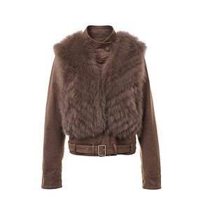 
Two-piece set of striped fox fur coat for women winter 2025 new style motorcycle short goose down jacket, three wears