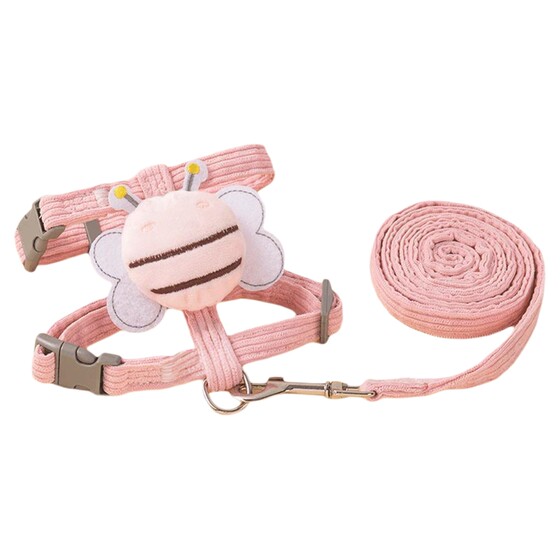 Cat leash is anti-breakaway, adjustable I-shaped, does not hurt the neck, cute little bee special cat leash for going out