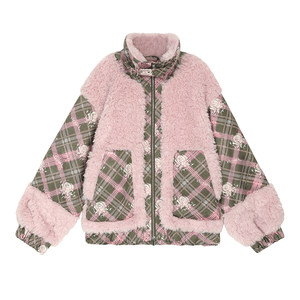 
Fairy's Pocket Plush Splicing Small Fragrance Style Short Jacket Women's 2025 Winter New New Year's Jersey Thousands of Gold