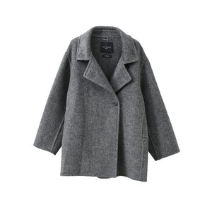 popchrio cocoon type thickened stand-up collar camel hair wool double-sided woolen coat loose short woolen coat for women