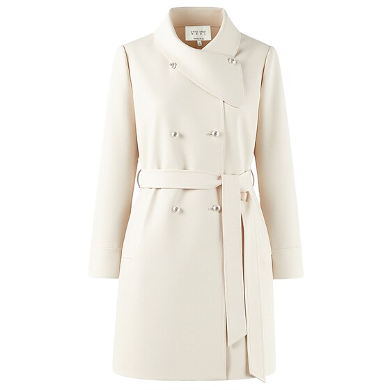 
Qiushui Yiren gentle folded collar coat 2026 spring new women's simple large lapel slim double-breasted windbreaker
