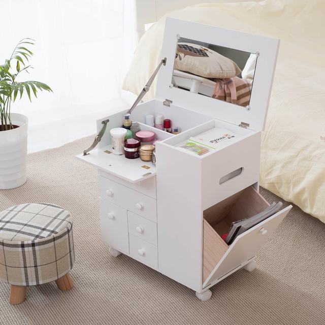 Mini dresser bedroom Flip mobile solid wood small makeup table bay