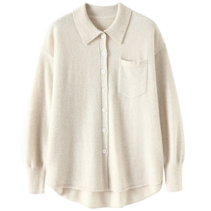 Good -looking and beautiful! Do not pick people popular POLO collar cashmere cardigan female pure cashmere sweater loose knitted shirt
