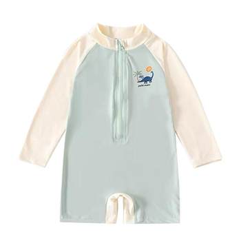 Children's swimsuits for boys and girls 2025 new one-piece long-sleeved sun protection quick-drying swimsuits for babies beach vacation swimsuits