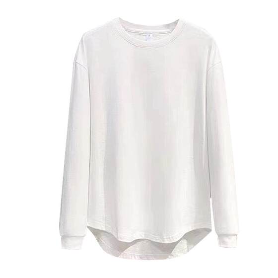 
Pure cotton white bottoming long sleeve heavy small neck T-shirt base shirt men's long sleeve arc lined cotton white inner wear