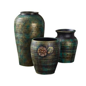 Clearance flower pots and pottery pots and pots with high-end green plants and pots, retro wasabi style succulents ornaments creative large size
