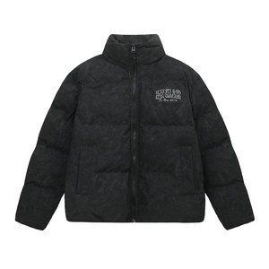 
BIPOLAR Foamed Deconstructed Graphic Cotton Clothes Printed Stand Collar Loose Winter Bread Jacket Men's Basic Warmth Couple