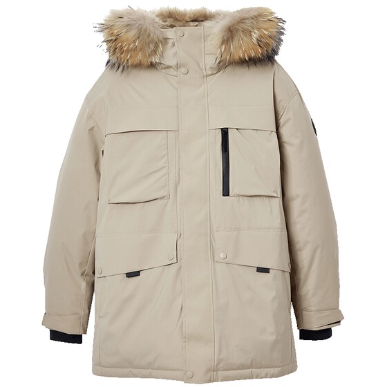 
Jack Jones 26th new men's spring warm simple wind-proof water-repellent large fur collar parka down jacket