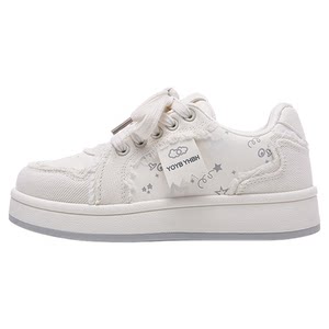 
Xiaoluqiuqiu thick-soled white shoes 2026 new casual board shoes for women ins versatile niche canvas bread shoes
