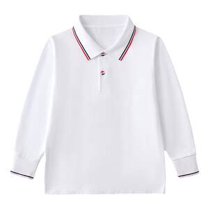 Children's long -sleeved T -shirt sports men and women white tops lapel spring and autumn bottoming shirt POLO shirt primary and secondary school school uniforms
