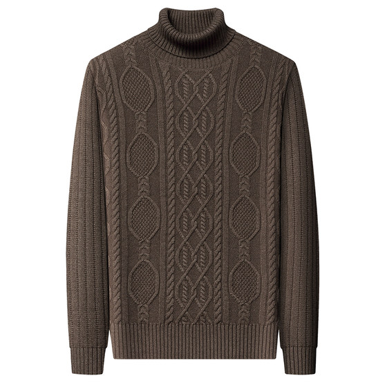 Ordos Extra Thick Men's Solid Color Cashmere Turtleneck Sweater Winter Warm Knitted Bottoming Wool Sweater