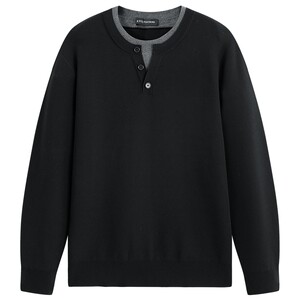 
[Same style in shopping mall] PEACEBIRD Men's Henley Collar Sweater Winter Fashion Men's Sweater B1EBF4243